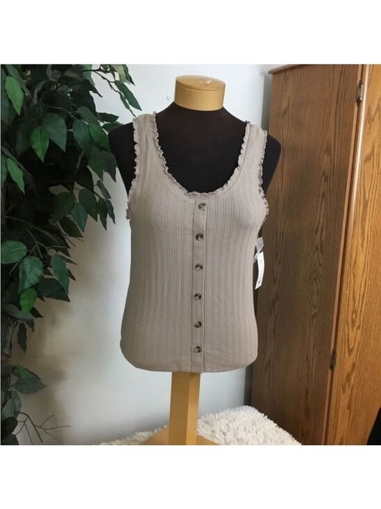 SO Tops - SO button down sleeveless tank Woman’s Junior’s size XL dark tan
